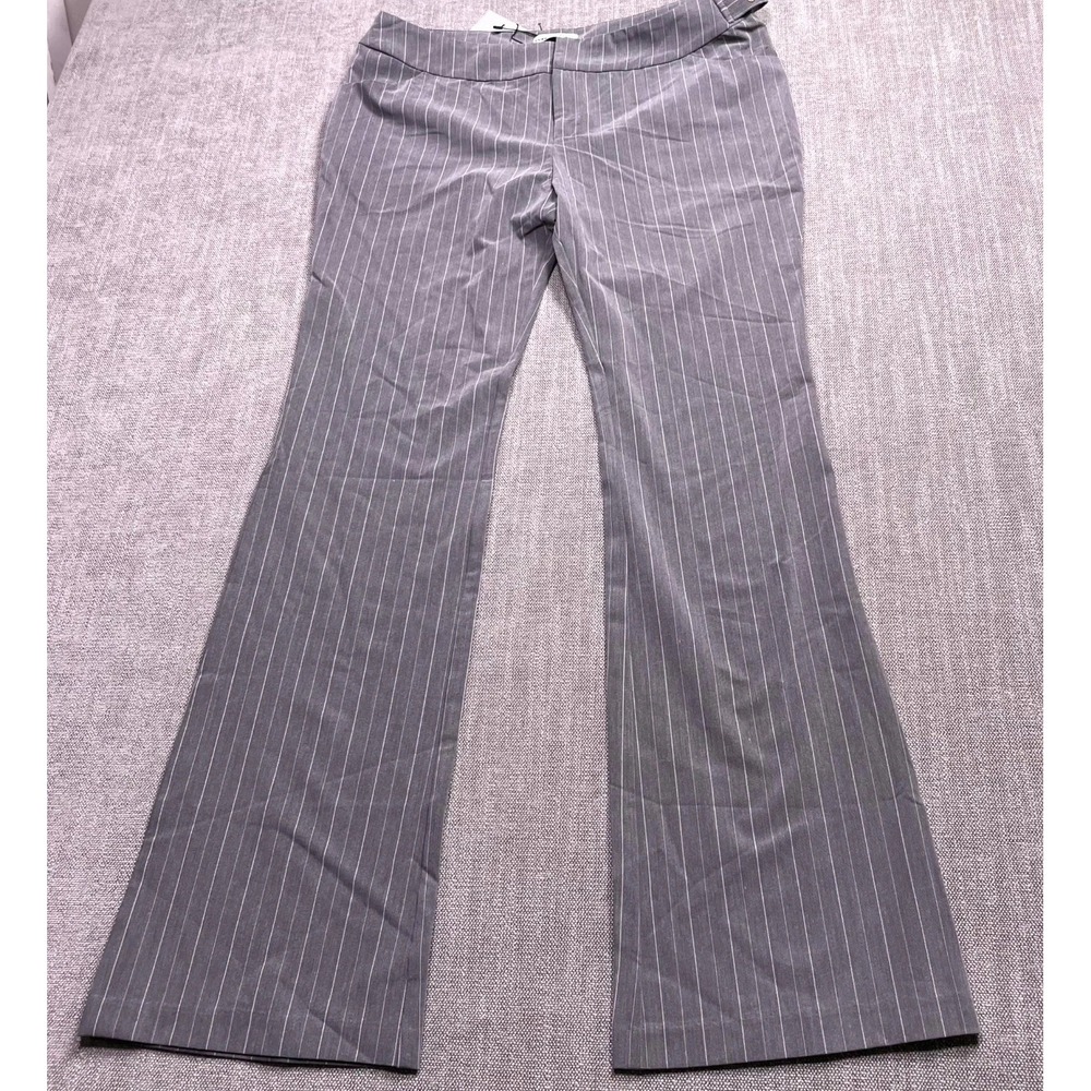 Princess Polly Calexico Buckle Pants Womens 8 Gray Pinstripe Flared Leg Business